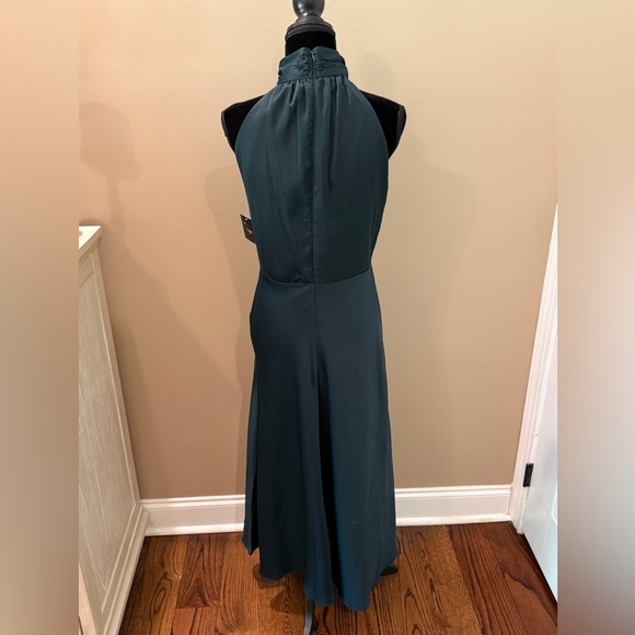 NWT Women’s JUST TAYLOR emerald green satin feel halter midi dress- Size 14 - Picture 5 of 10